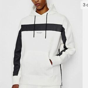 Armani Exchange Stretch Cotton White/Black Hoodie in Size XL